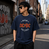 AC/DC High Voltage Oversized Navy Blue Graphic T-Shirt