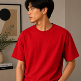 Red Plain Oversized Cotton T-Shirt Unisex – Blank Essential