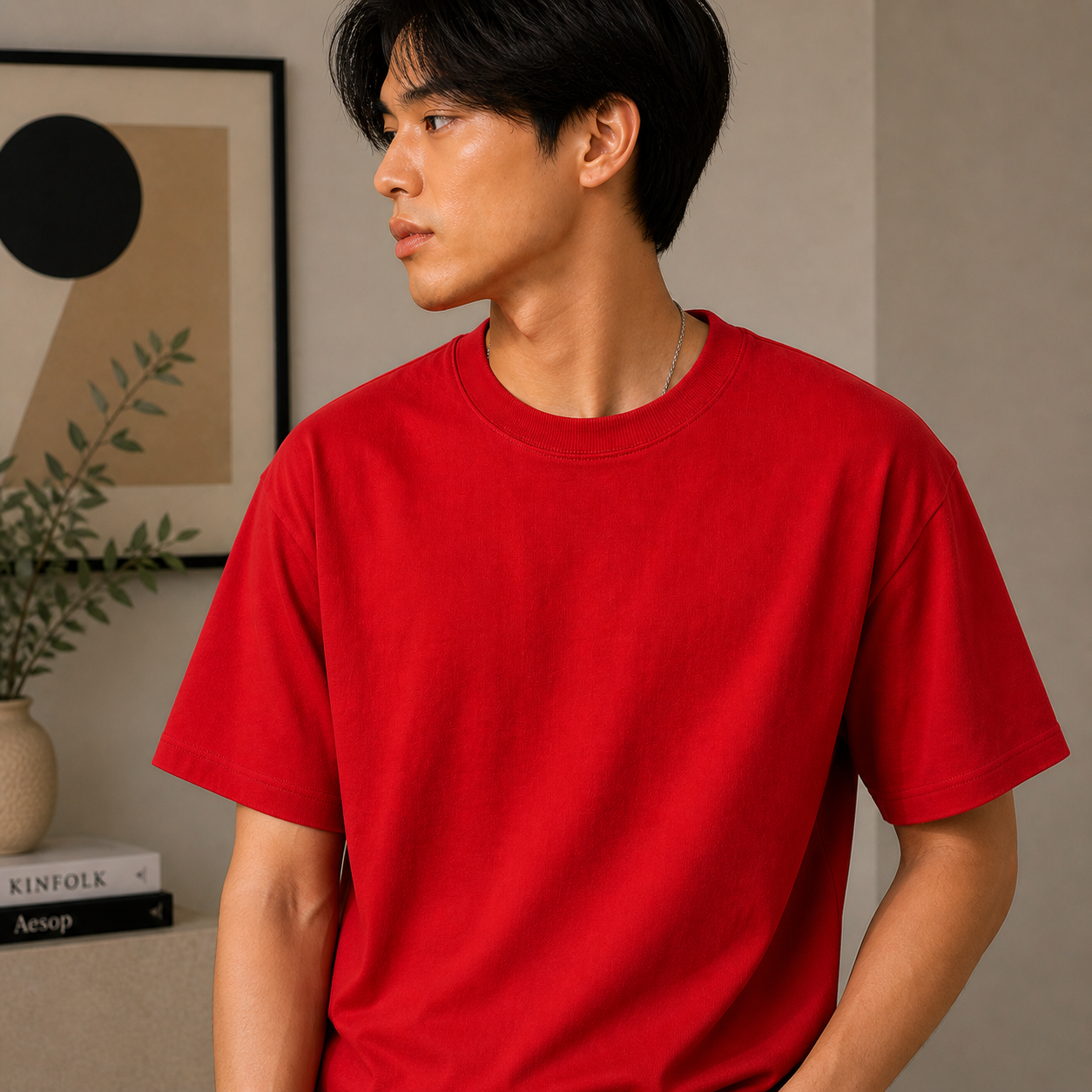 Red Plain Oversized Cotton T-Shirt Unisex – Blank Essential