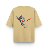 Crimson Hollow Reaper Oversized Beige Anime T-Shirt