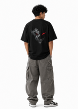 Crimson Hollow Reaper Oversized Black Anime T-Shirt