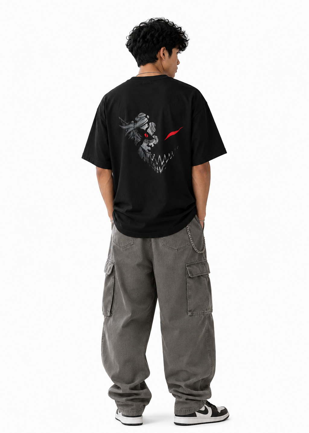 Crimson Hollow Reaper Oversized Black Anime T-Shirt