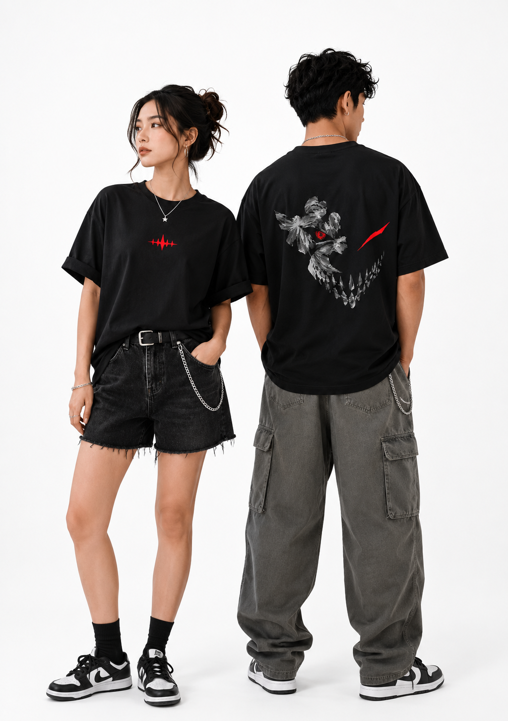 Crimson Hollow Reaper Oversized Black Anime T-Shirt