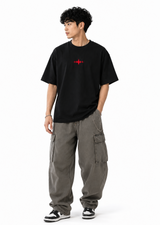 Crimson Hollow Reaper Oversized Black Anime T-Shirt