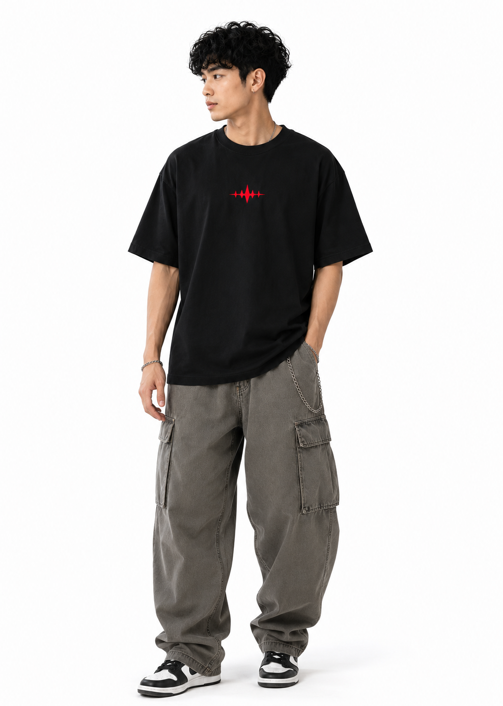 Crimson Hollow Reaper Oversized Black Anime T-Shirt