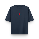 Crimson Hollow Reaper Oversized Navy Blue Anime T-Shirt