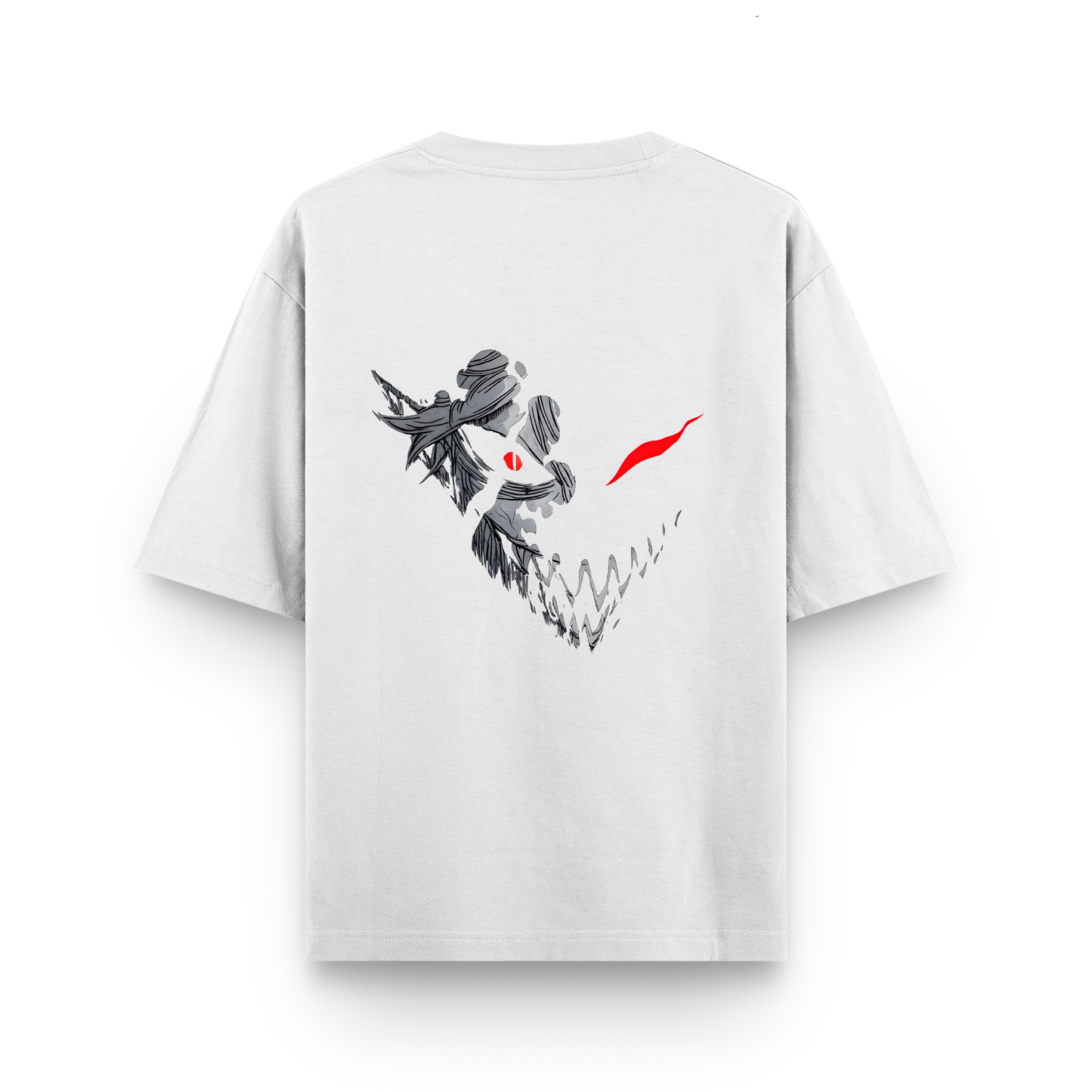 Crimson Hollow Reaper Oversized White Anime T-Shirt