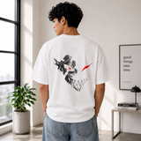 Crimson Hollow Reaper Oversized White Anime T-Shirt