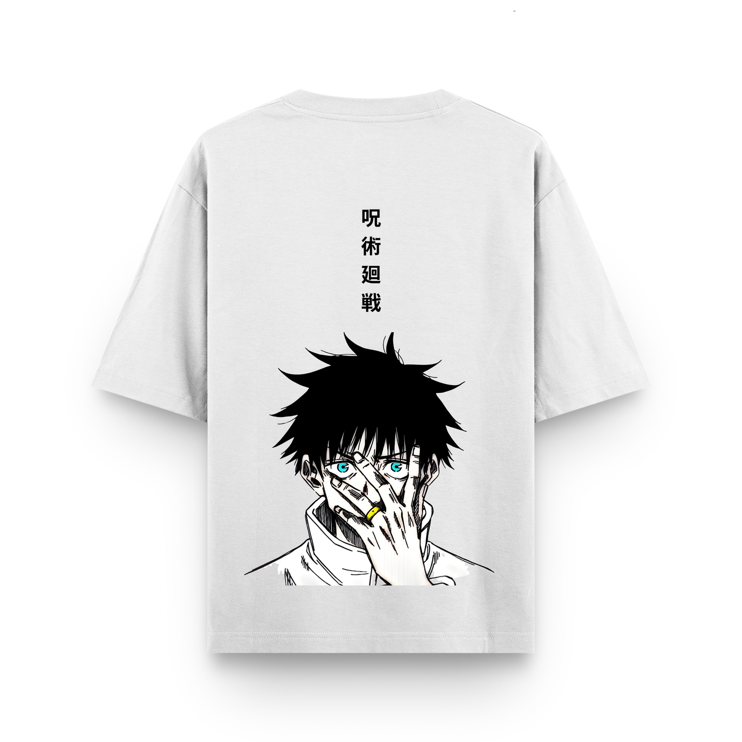 Cursed Eyes Jujutsu Anime White Oversized T-Shirt