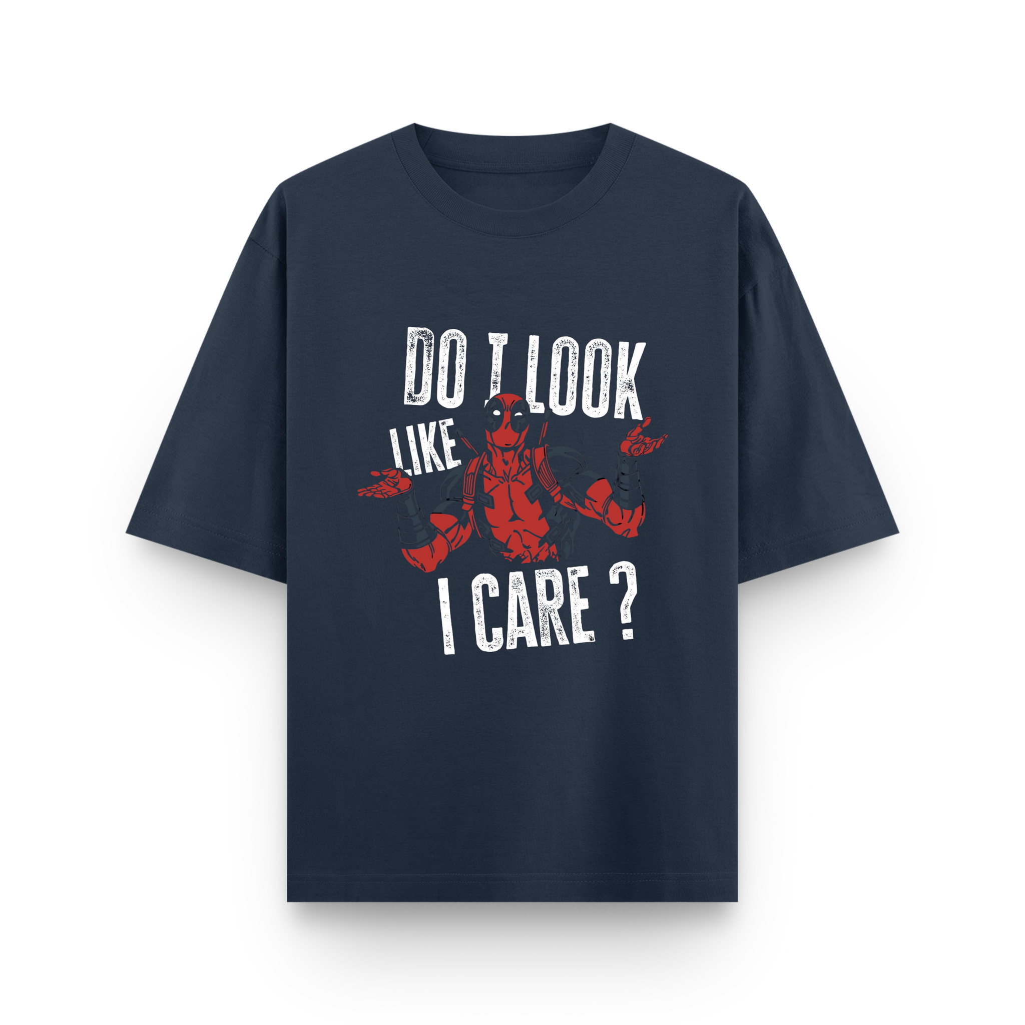 Deadpool Street Attitude Oversized Navy Blue Cotton T-Shirt