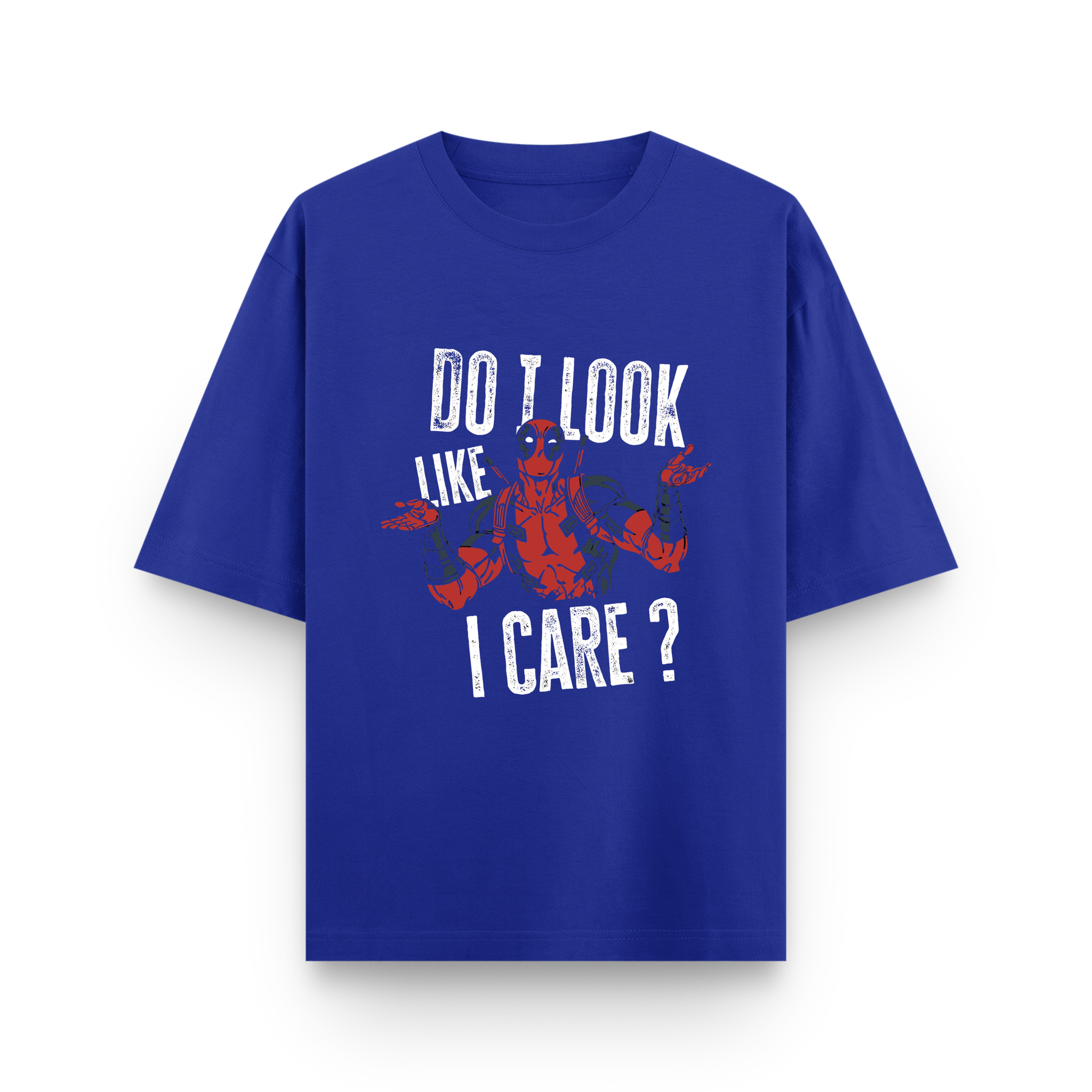 Deadpool Street Attitude Oversized Royal Blue Cotton T shirt