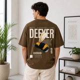 Defyer Bumblebee Cotton Oversized T shirt Brown