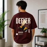 Defyer Bumblebee Cotton Oversized T shirt Maroon