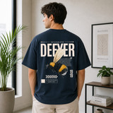 Defyer Bumblebee Cotton Oversized T shirt Navy Blue