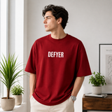 Defyer Bumblebee Cotton Oversized T shirt Red