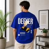 Defyer Bumblebee Cotton Oversized T shirt Royal Blue