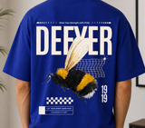 Defyer Bumblebee Cotton Oversized T shirt Royal Blue