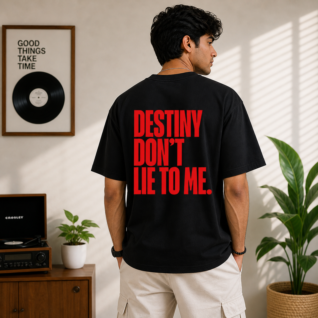 Destiny Dont Lie To Me Oversized Black Statement T-Shirt