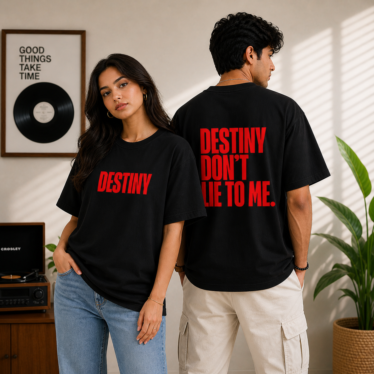Destiny Dont Lie To Me Oversized Black Statement T-Shirt
