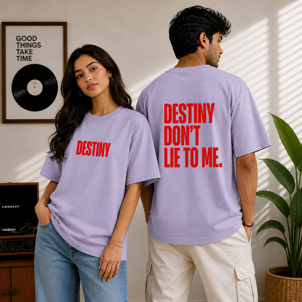 Destiny Dont Lie To Me Oversized Lavender Statement T-Shirt