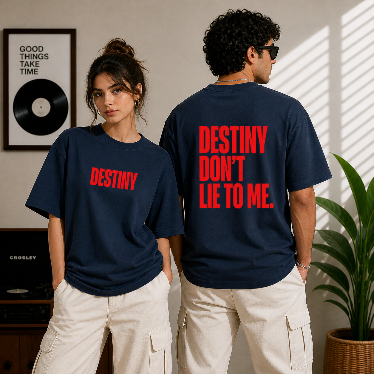 Destiny Dont Lie To Me Oversized Navy Blue Statement T-Shirt
