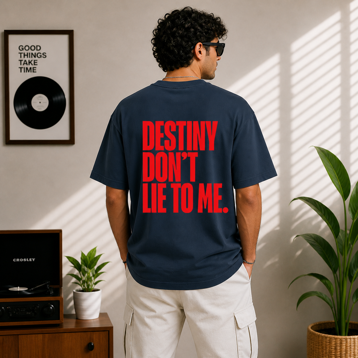 Destiny Dont Lie To Me Oversized Navy Blue Statement T-Shirt