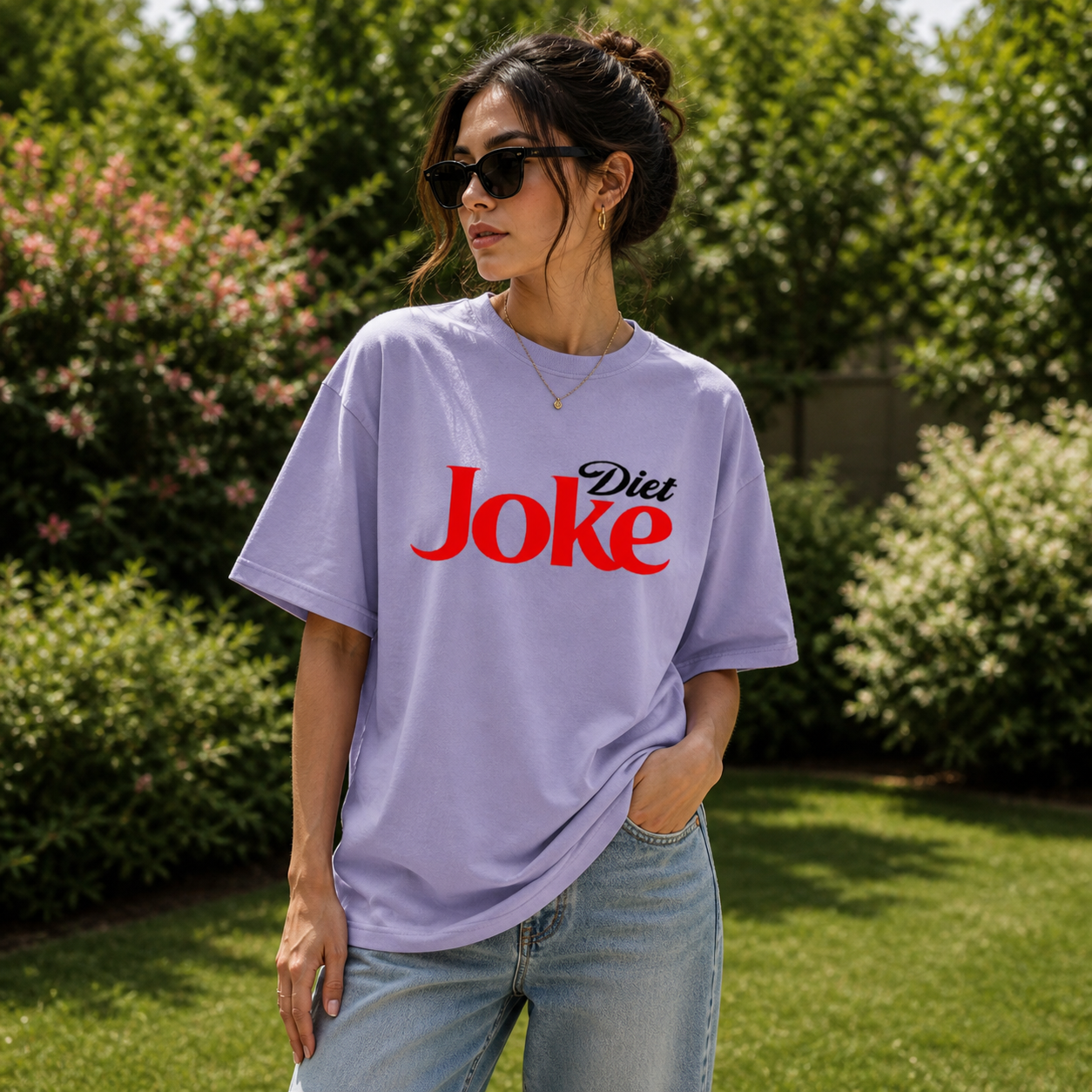 Diet Joke Humour Lavender Cotton Oversized T shirt