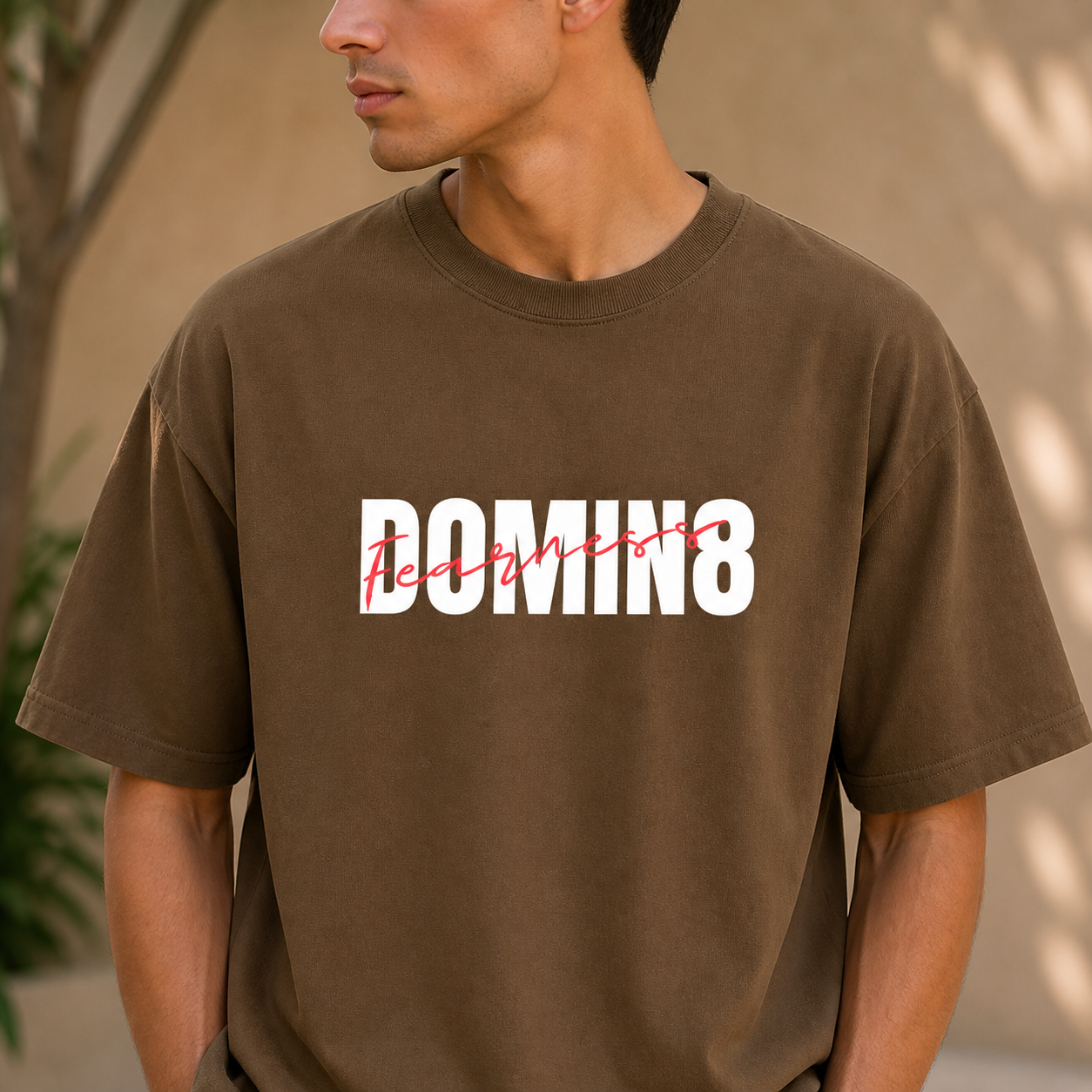 Dominate Fearlessness Oversized Cotton Tshirt Brown