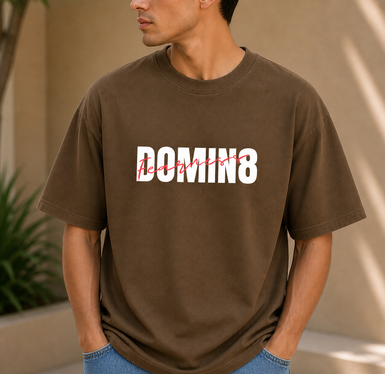 Dominate Fearlessness Oversized Cotton Tshirt Brown