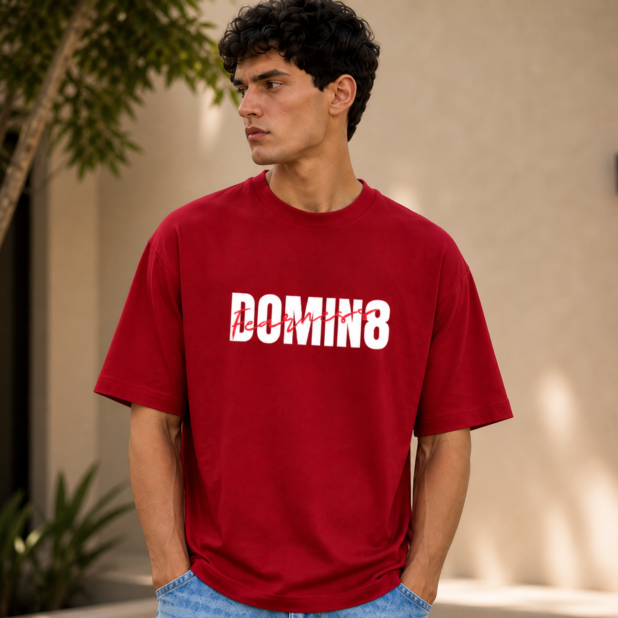 Dominate Fearlessness Oversized Cotton Tshirt Red
