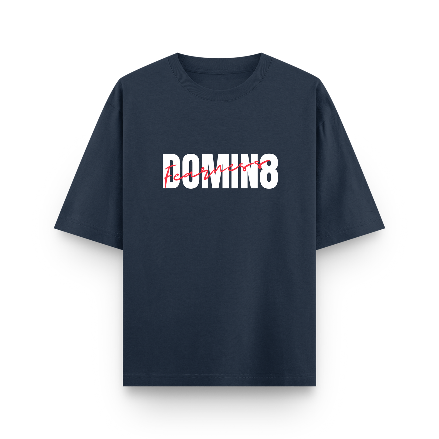 Dominate Fearlessness Oversized Cotton T shirt Navy Blue
