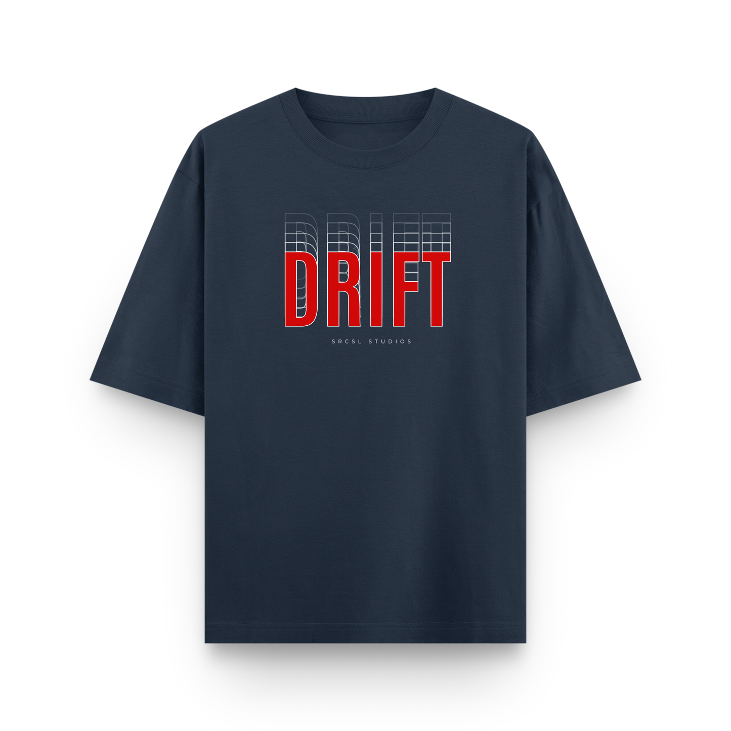 Drift Speed Echo Graphic Oversized T-Shirt Navy Blue