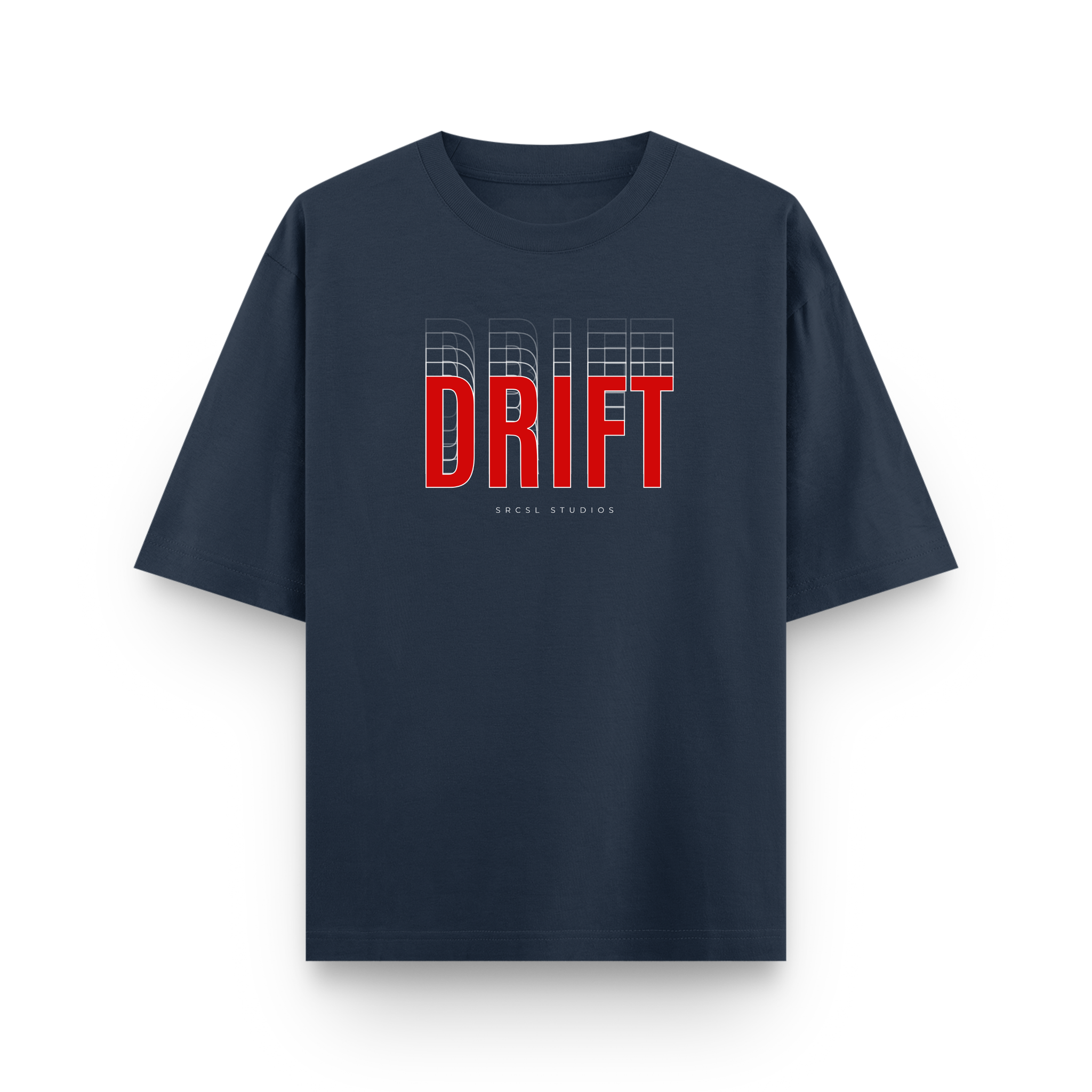 Drift Speed Echo Graphic Oversized T-Shirt Navy Blue