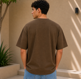 Drift Speed Echo Graphic Oversized T-Shirt Brown
