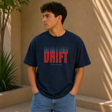 Drift Speed Echo Graphic Oversized T-Shirt Navy Blue