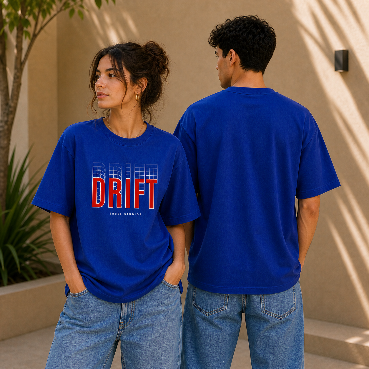 Drift Speed Echo Graphic Oversized T shirt Royal Blue