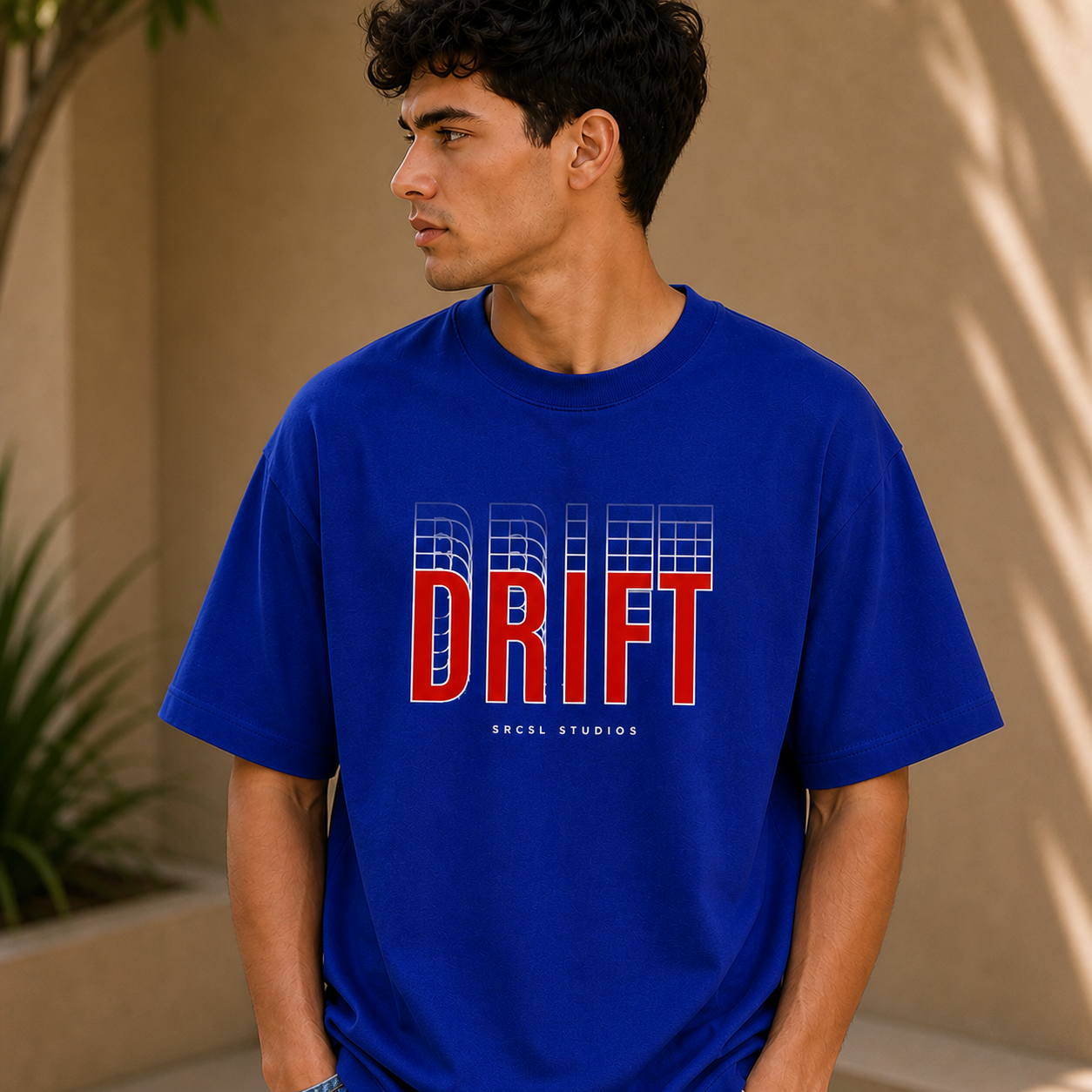 Drift Speed Echo Graphic Oversized T shirt Royal Blue