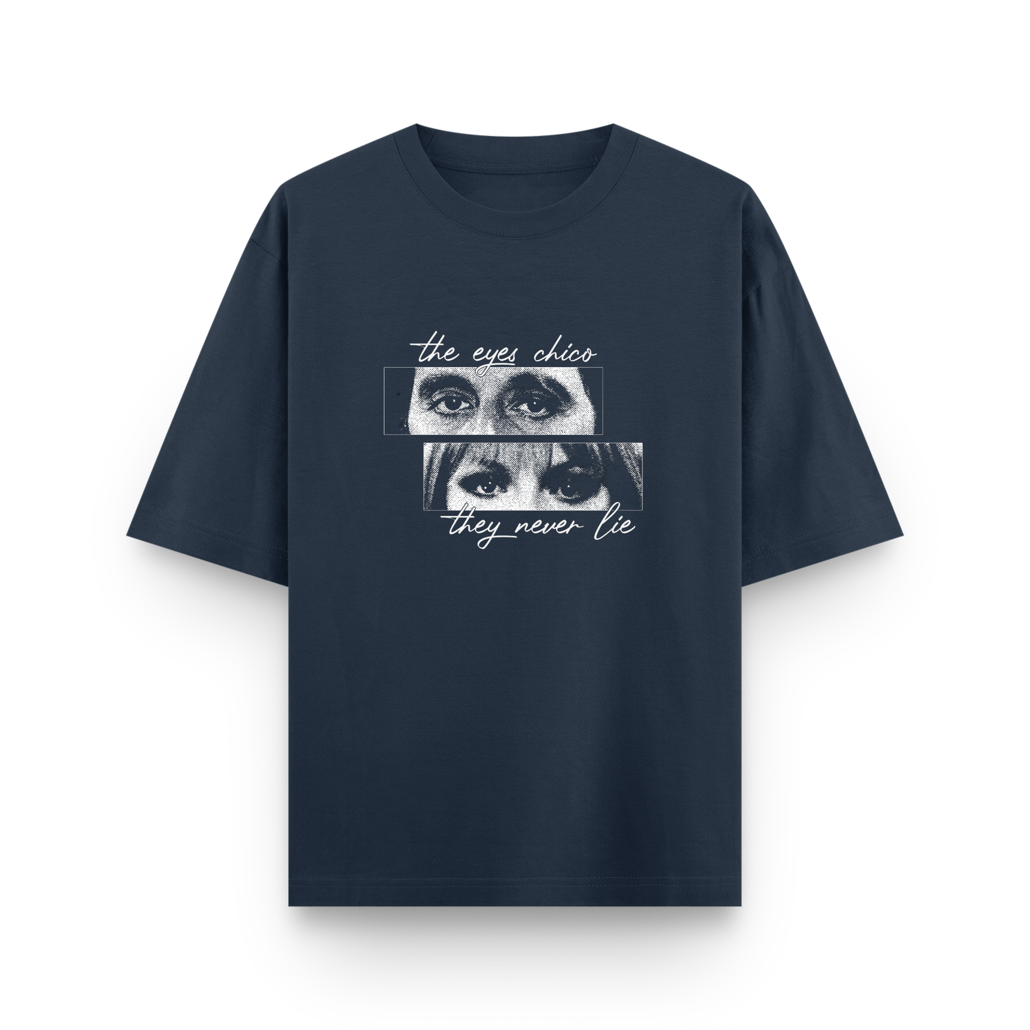 Eyes Chico They Never Lie Oversized Navy Blue Cotton T shirt
