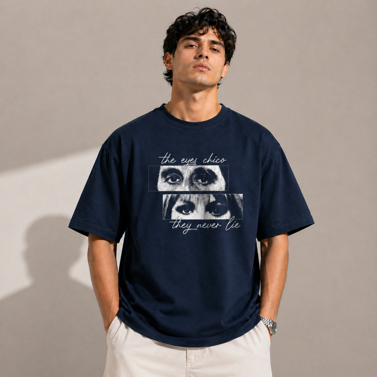 Eyes Chico They Never Lie Oversized Navy Blue Cotton T shirt