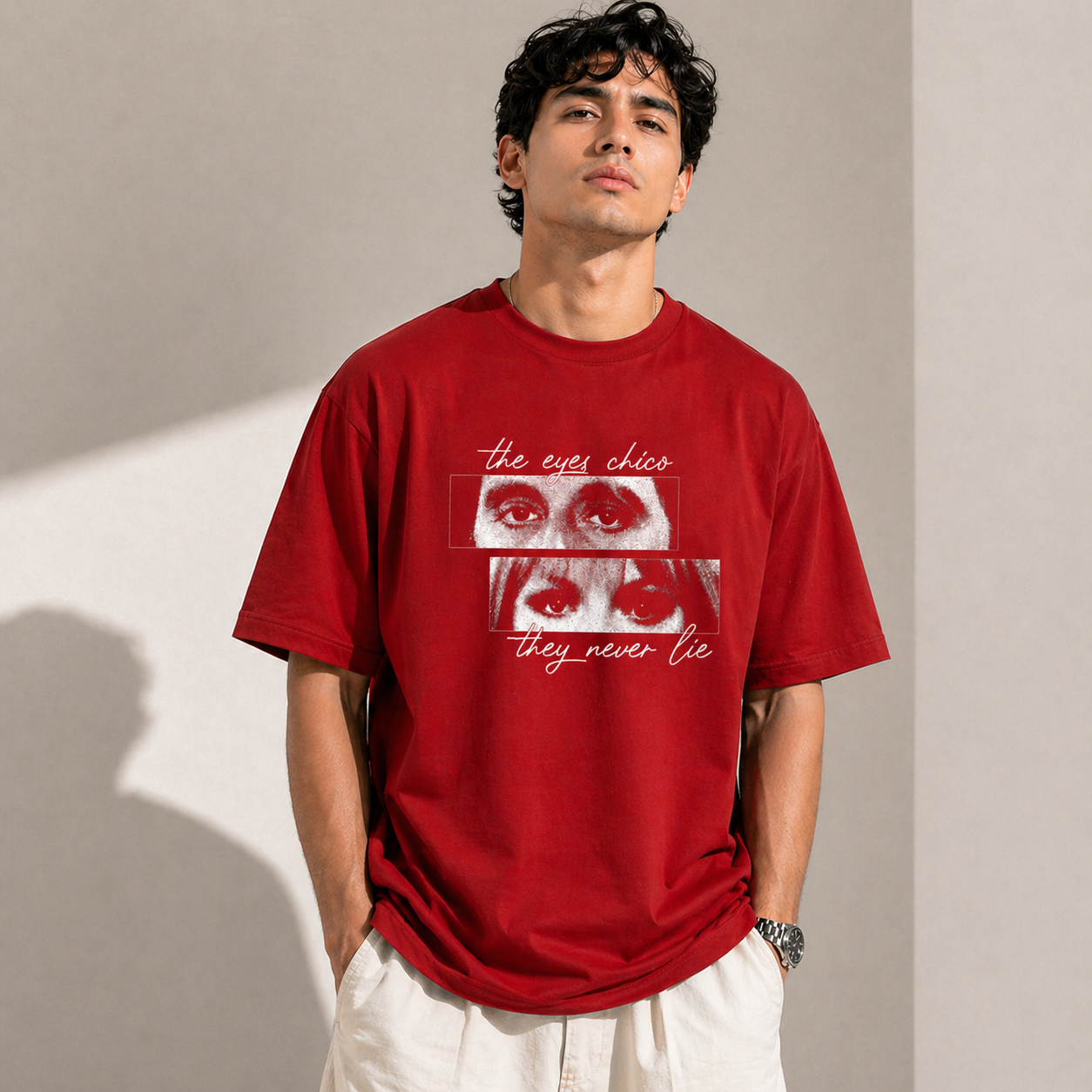 Eyes Chico They Never Lie Oversized Red Cotton T shirt