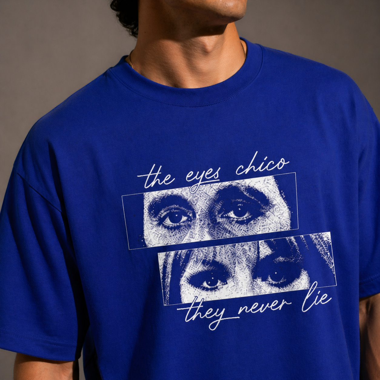 Eyes Chico They Never Lie Oversized Royal Blue Cotton T shirt