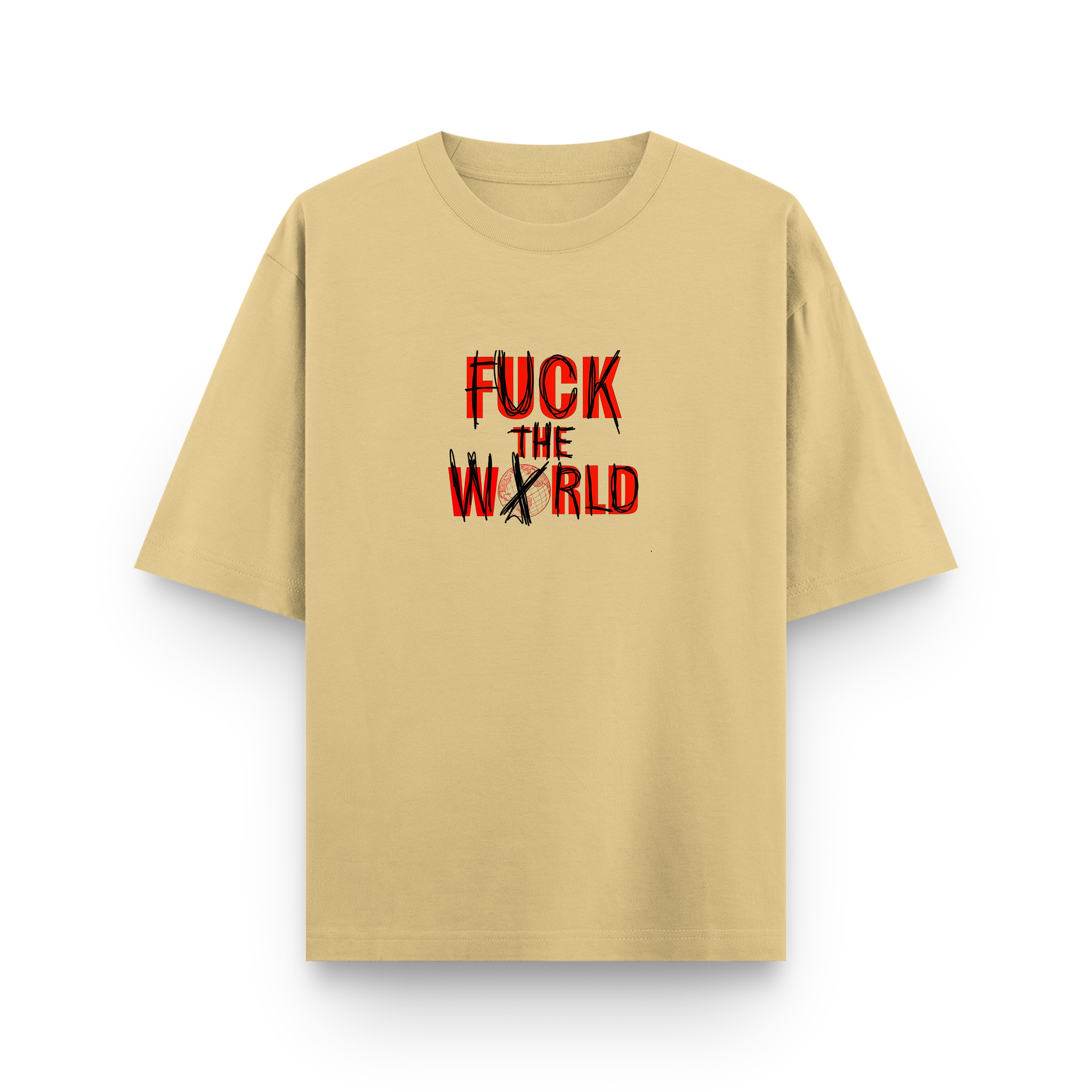 F The World Street Cotton Oversized Beige T-Shirt