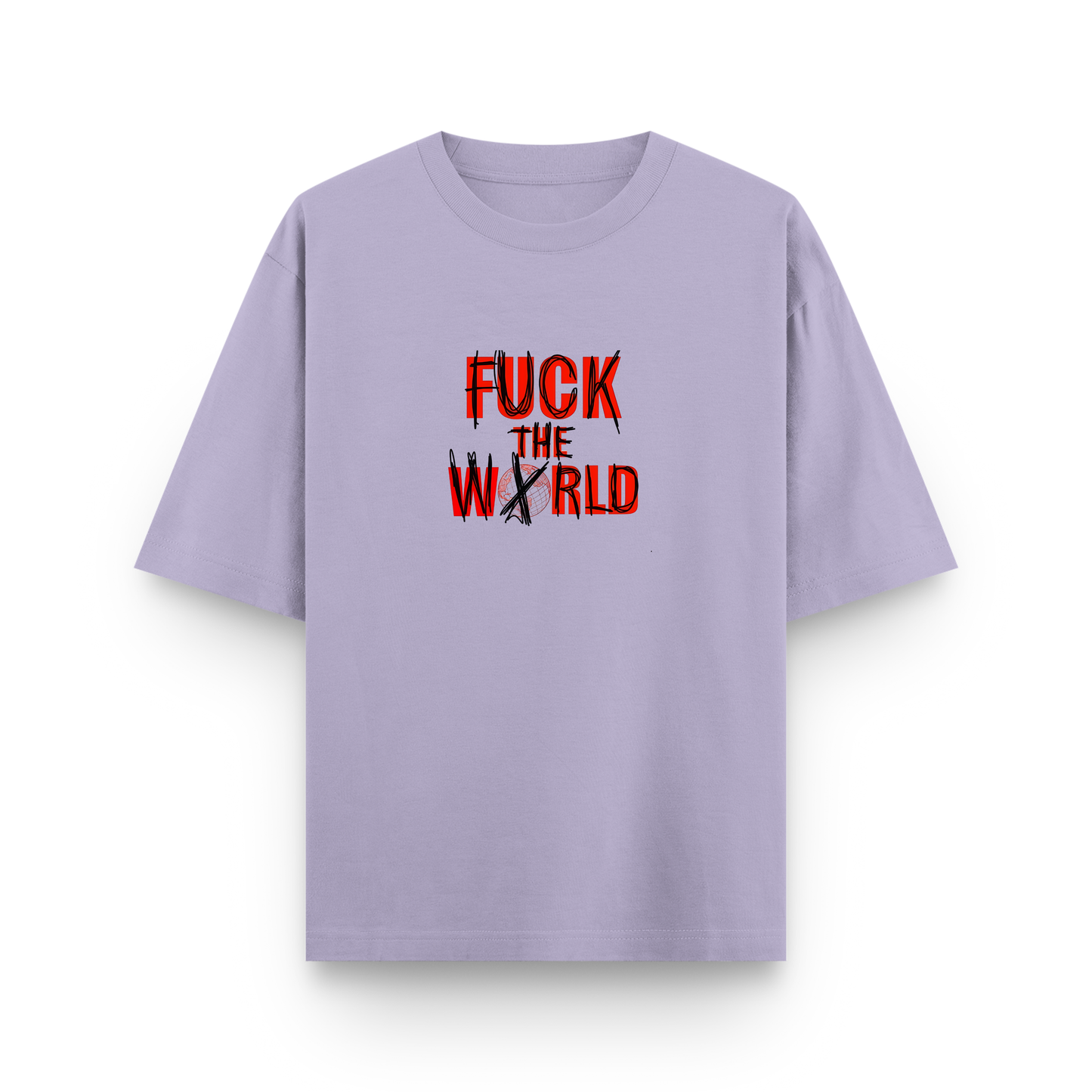 F The World Street Cotton Oversized Lavender T-Shirt