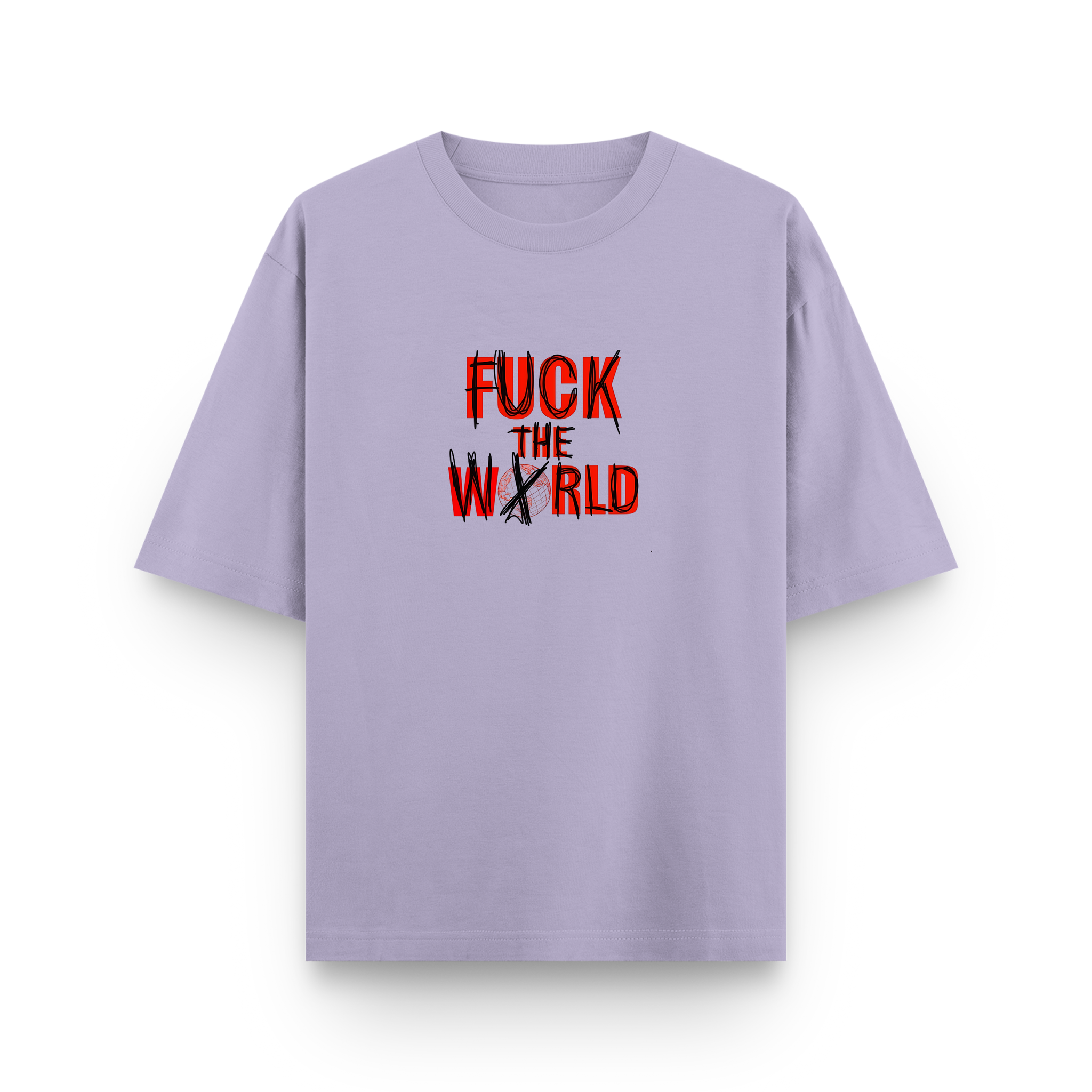 F The World Street Cotton Oversized Lavender T-Shirt