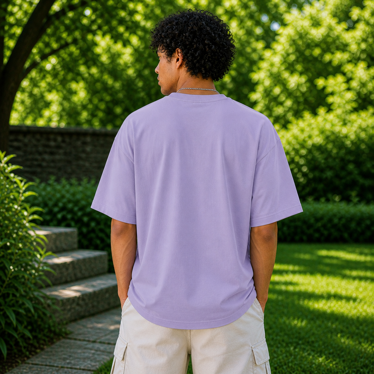 F The World Street Cotton Oversized Lavender T-Shirt