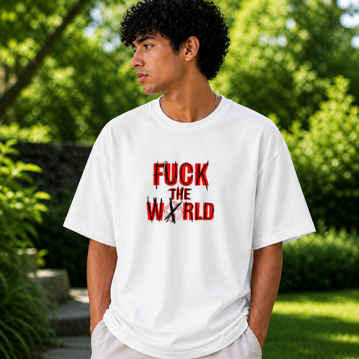 F The World Street Cotton Oversized White T-Shirt