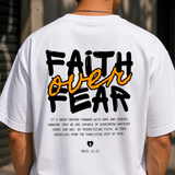 Faith Over Fear Cotton Oversized Graphic T shirt White