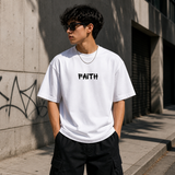 Faith Over Fear Cotton Oversized Graphic T shirt White