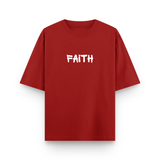 Faith Over Fear Cotton Oversized Graphic T shirt Red