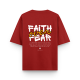 Faith Over Fear Cotton Oversized Graphic T shirt Red